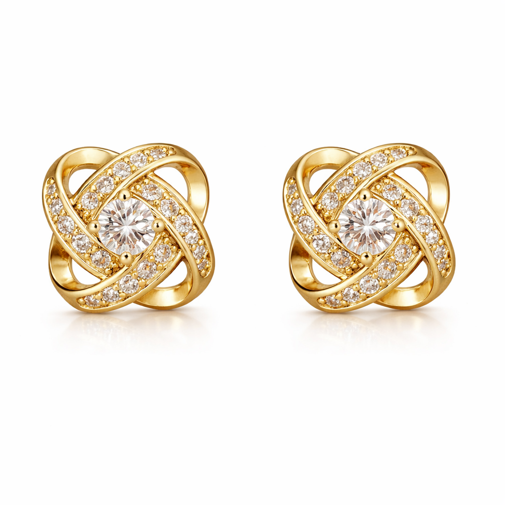 Pendientes Flor Brillante con Cristales