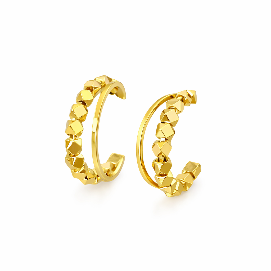 Pendientes Aro Dorado con Detalle Facetado
