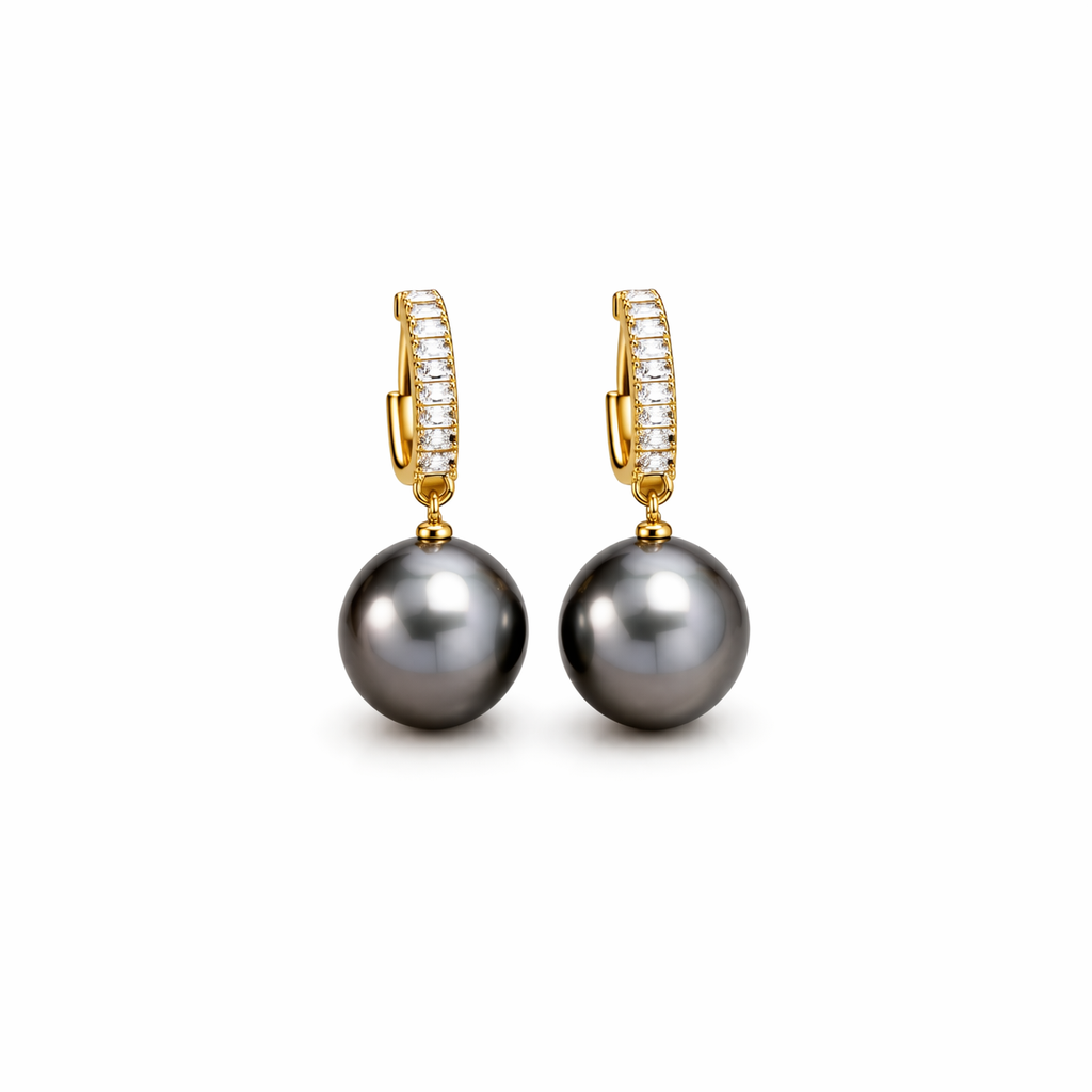 Pendientes Dorados con Perla Colgante