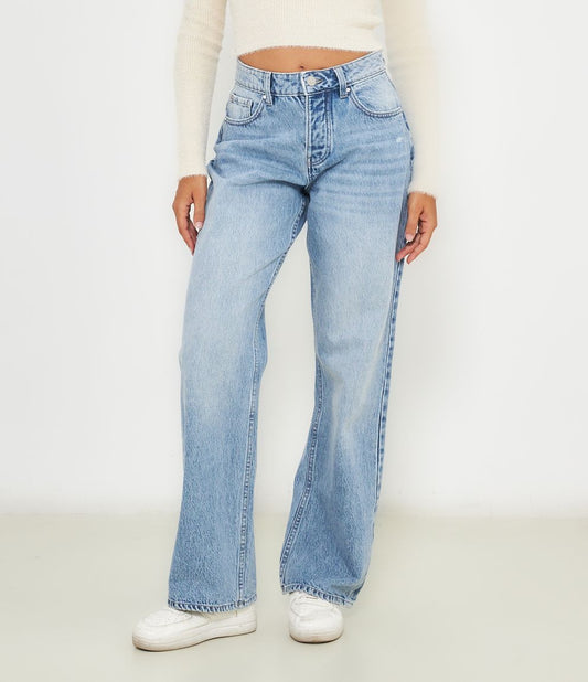 Jeans rectos en denim azul claro