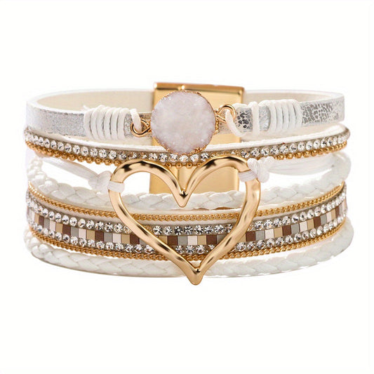 Pulsera Multicapas con Detalle Corazón