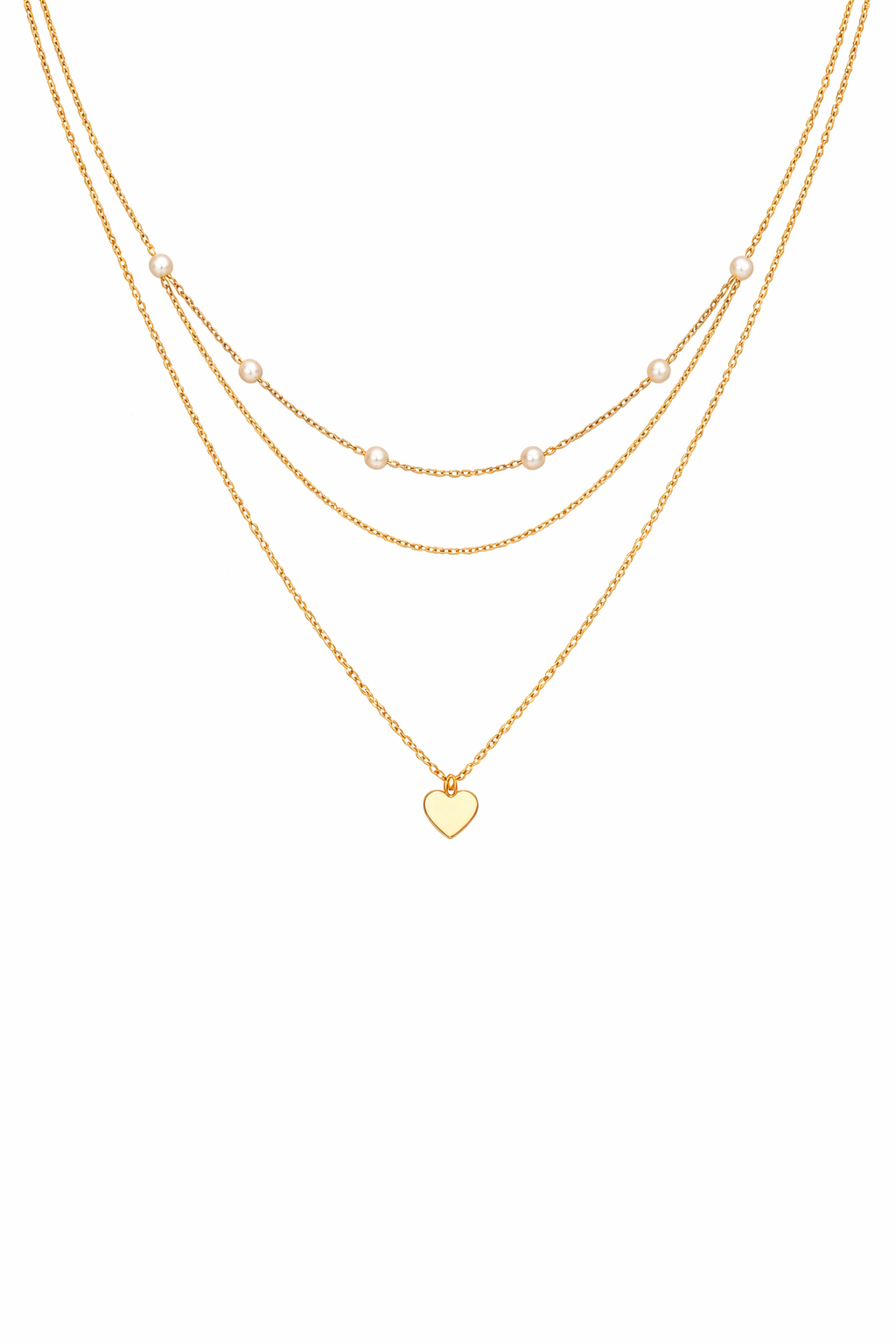 Collar Triple Corazón Pearl Luxe