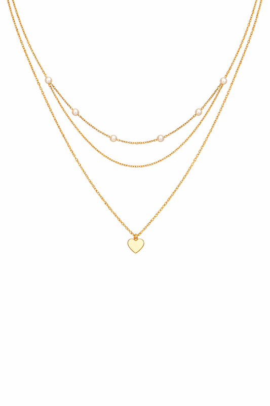 Collar Triple Corazón Pearl Luxe