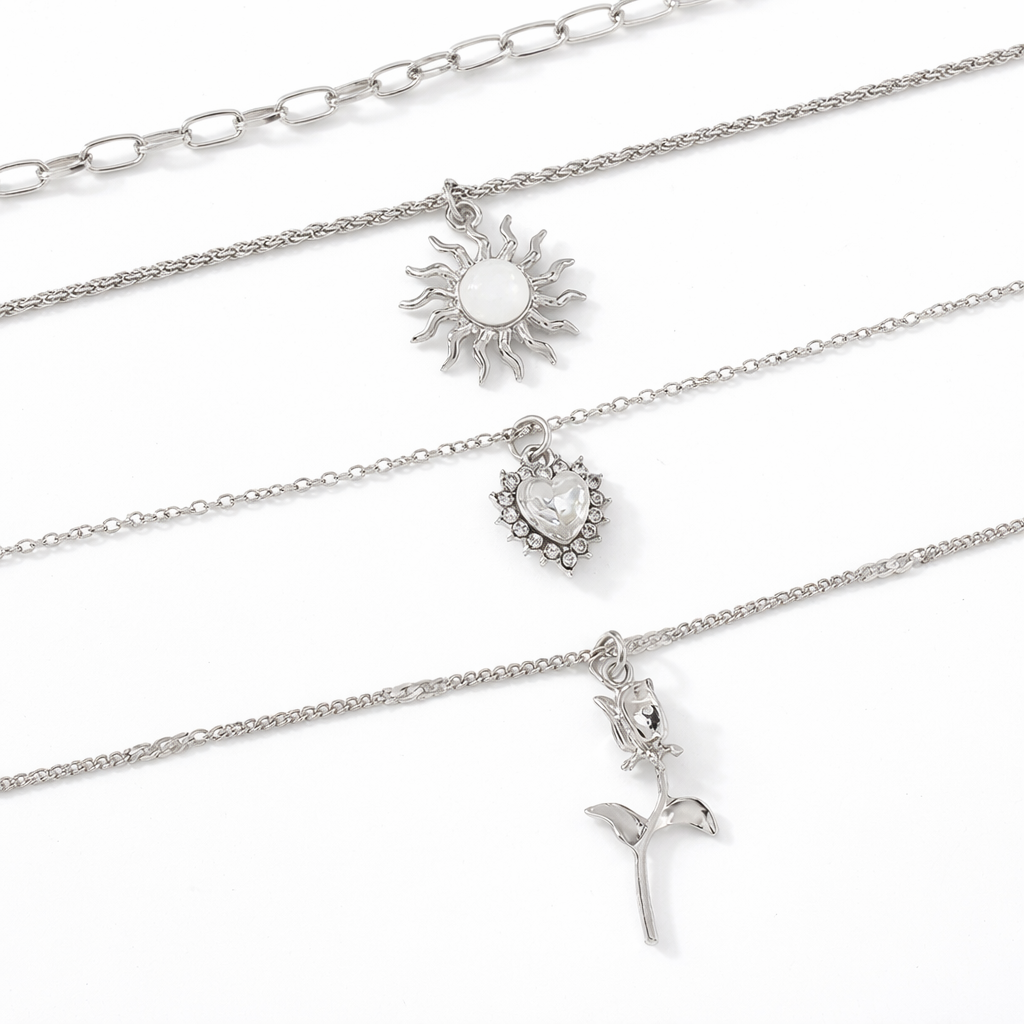 Collar de tres plateado