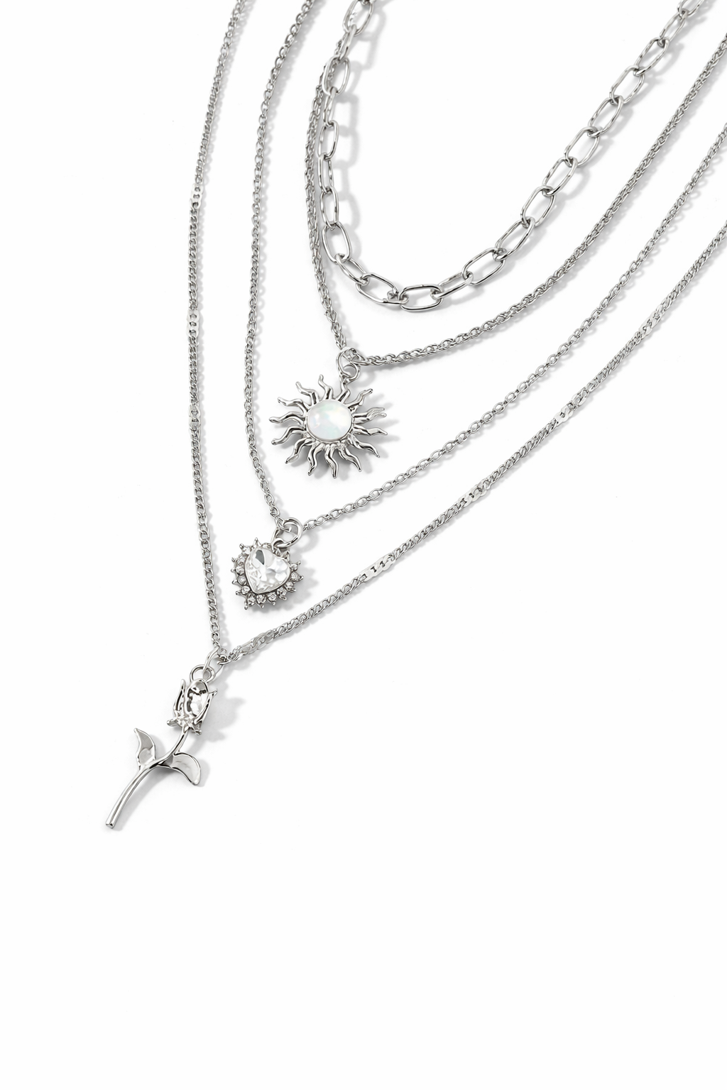 Collar de tres plateado