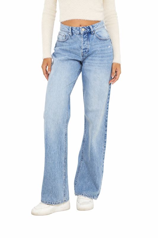 Jeans rectos en denim azul claro