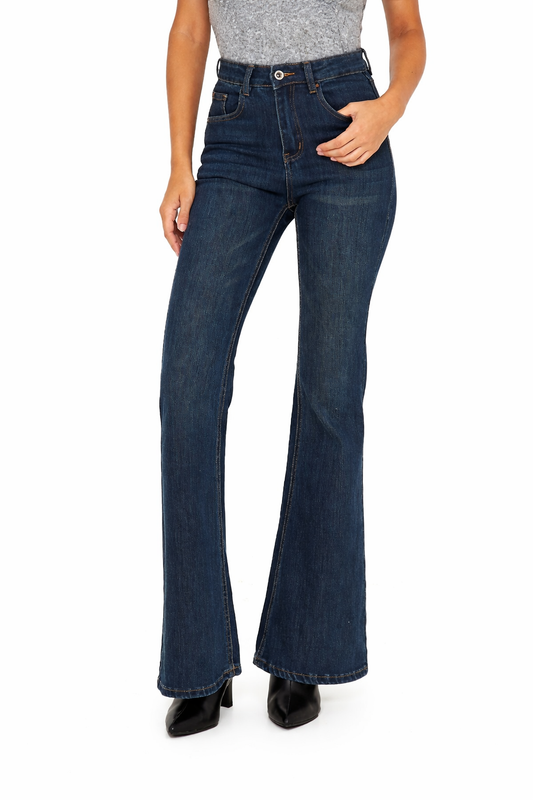 Jeans flare denim azul oscuro