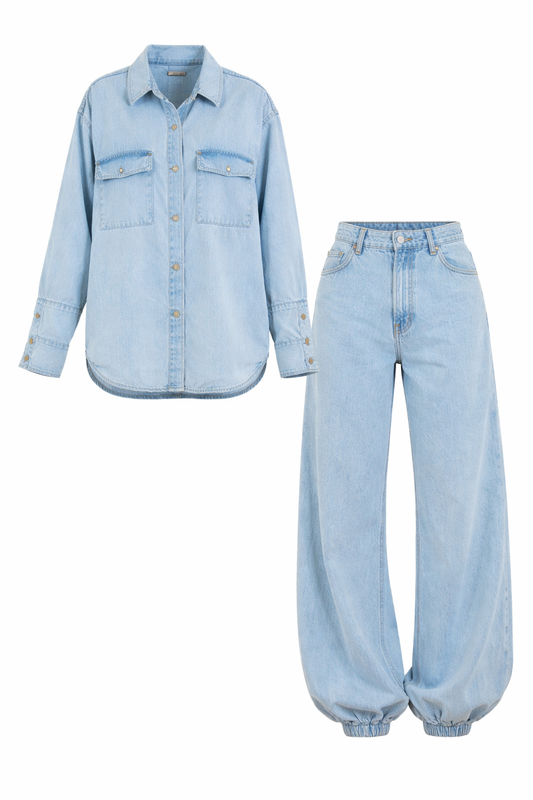 Conjunto denim oversize azul claro