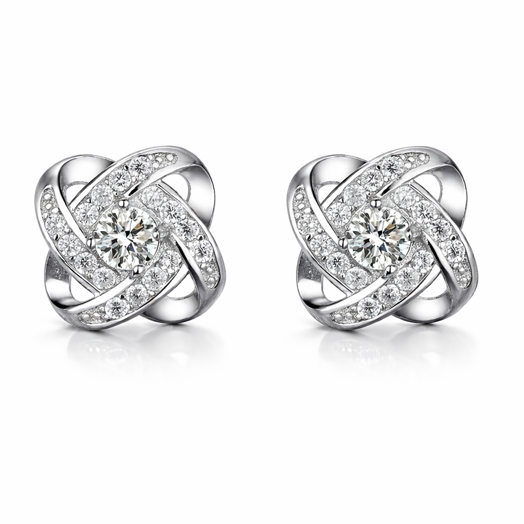 Pendientes Flor Brillante con Cristales