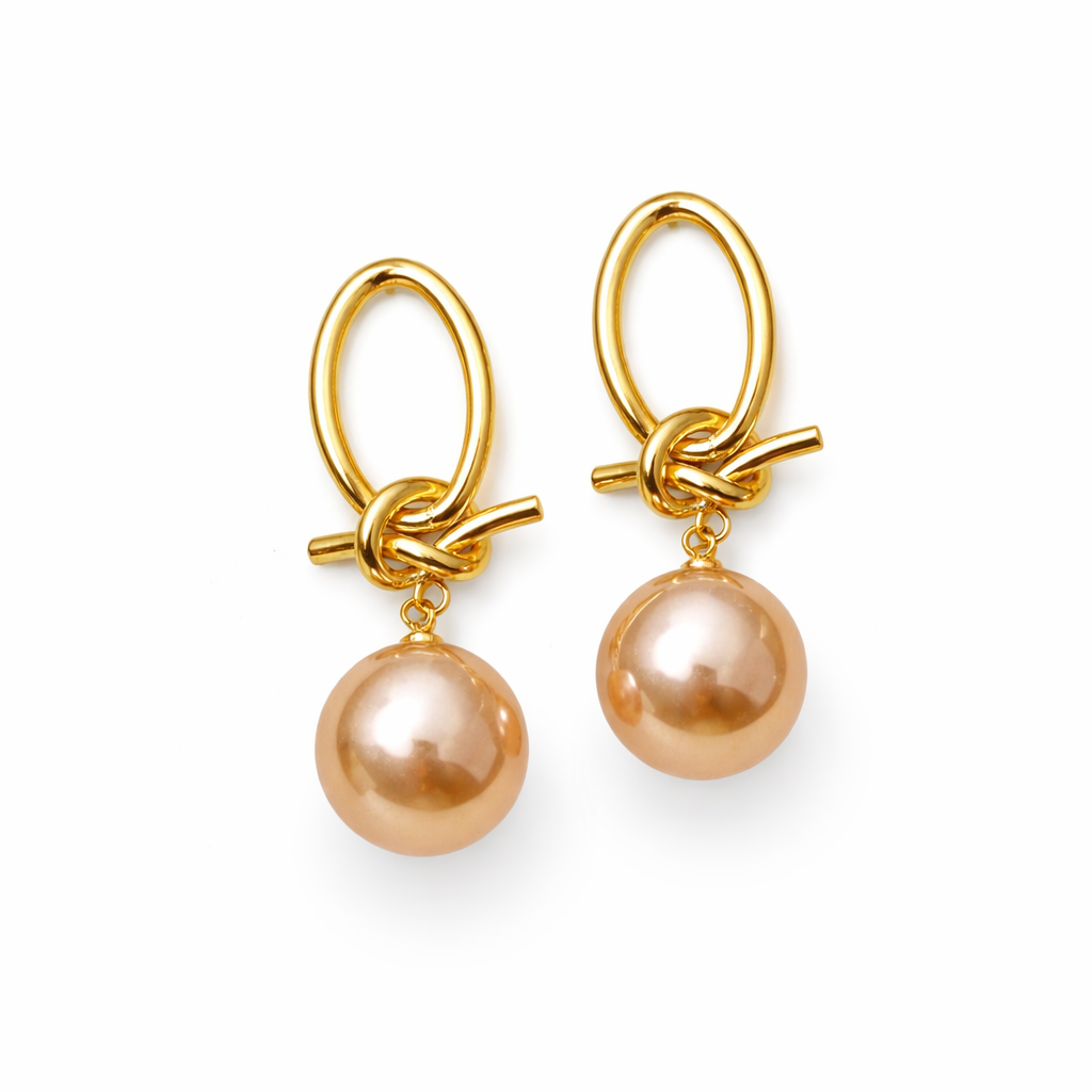 Pendientes Colgantes Dorados con Perla