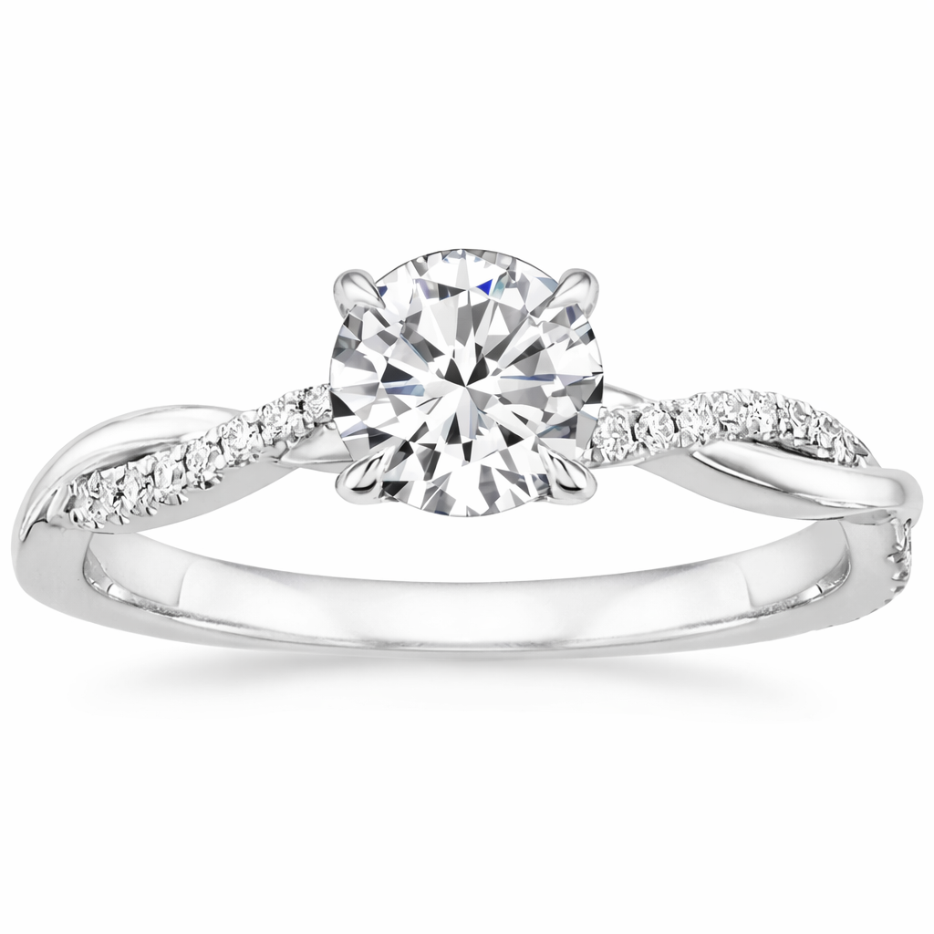 Anillo Solitario Dorado con Piedra Central Pavé
