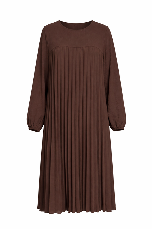 Vestido Plisado de Corte Fluido