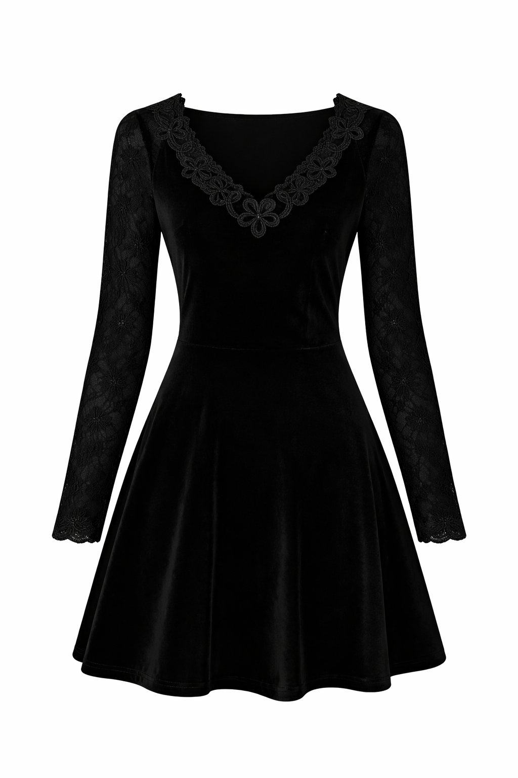 Vestido con encaje y mangas largas