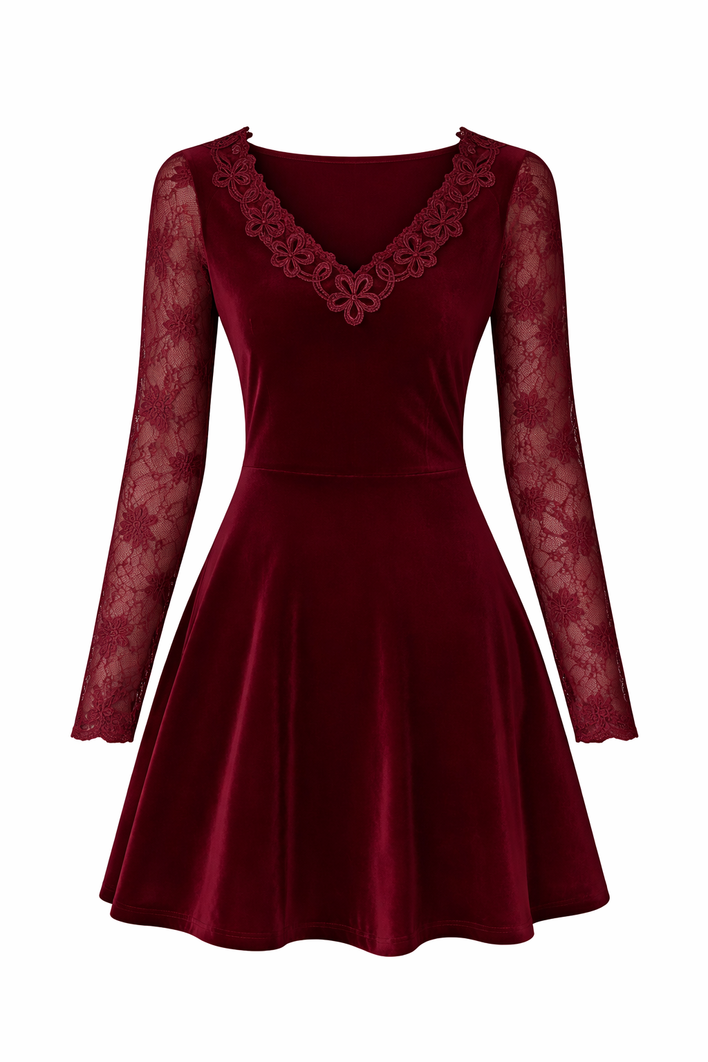 Vestido con encaje y mangas largas