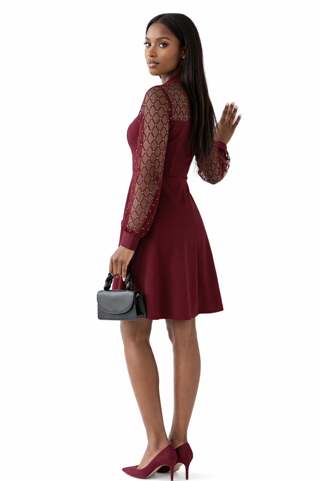 Vestido  con detalles de Perlas