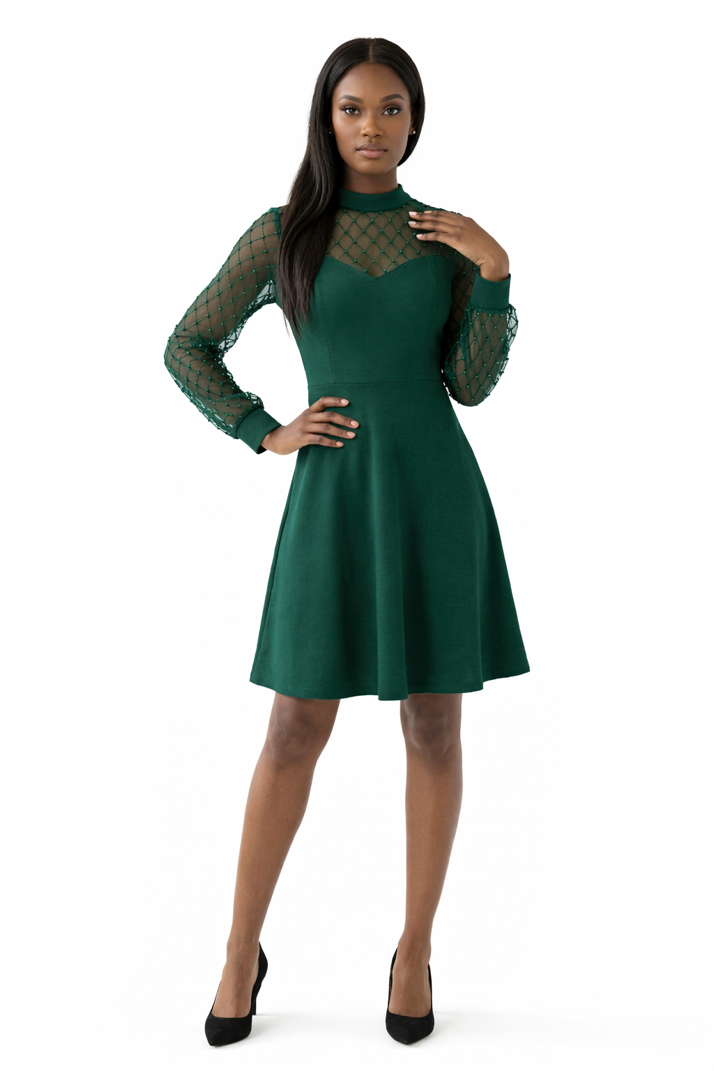 Vestido  con detalles de Perlas