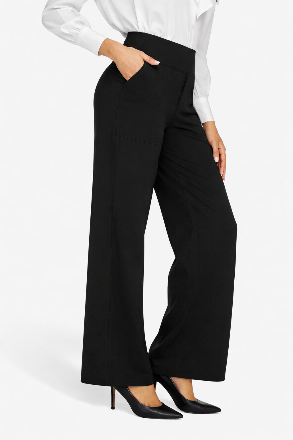 Pantalón Negro Recto Cintura Alta