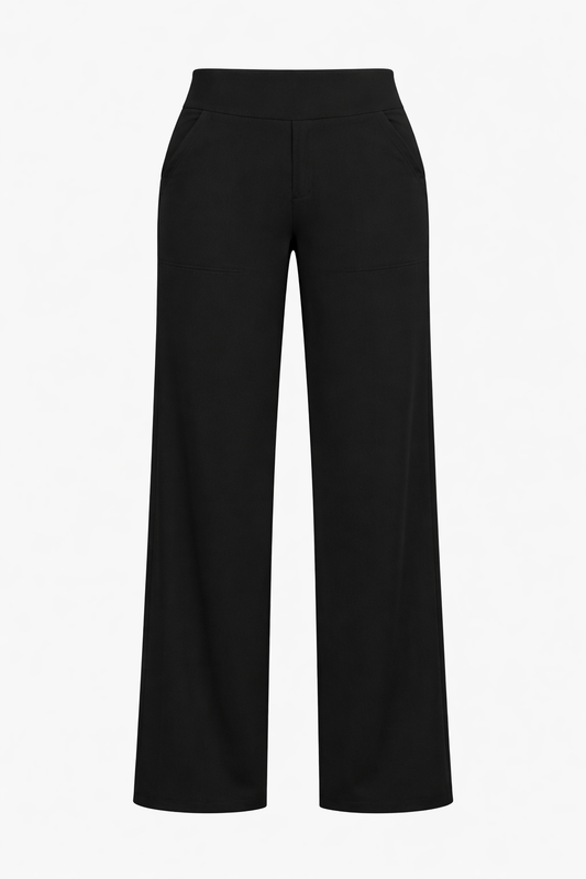Pantalón Negro Recto Cintura Alta
