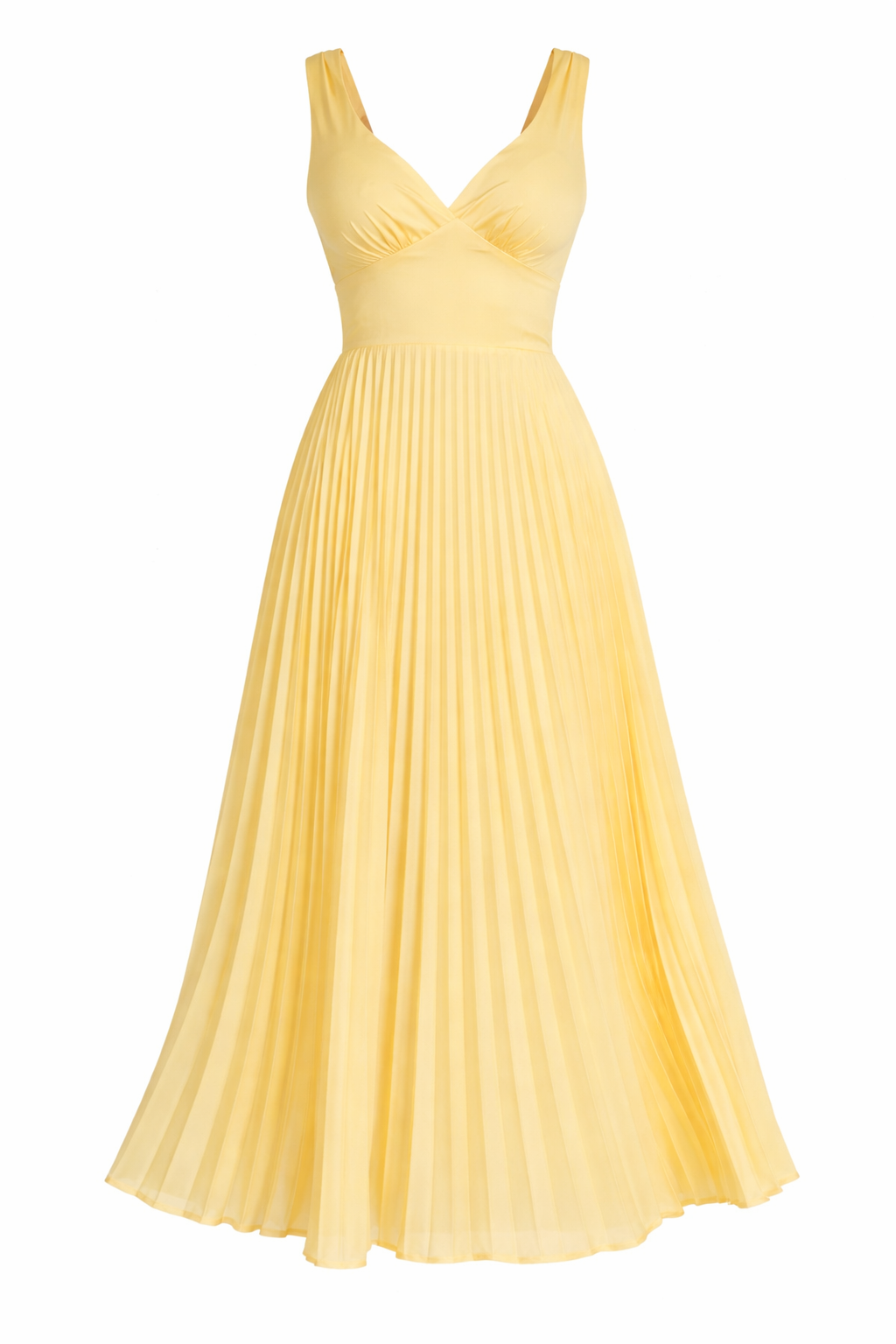 Vestido Midi Amarillo Plisado