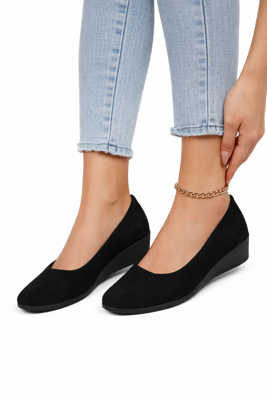 Mocasines Negros de Cuña